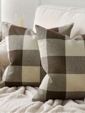 Phantoscope Buffalo Checker 20”x20” Pillow Cover Dark Coffee Qty2 
NO insert